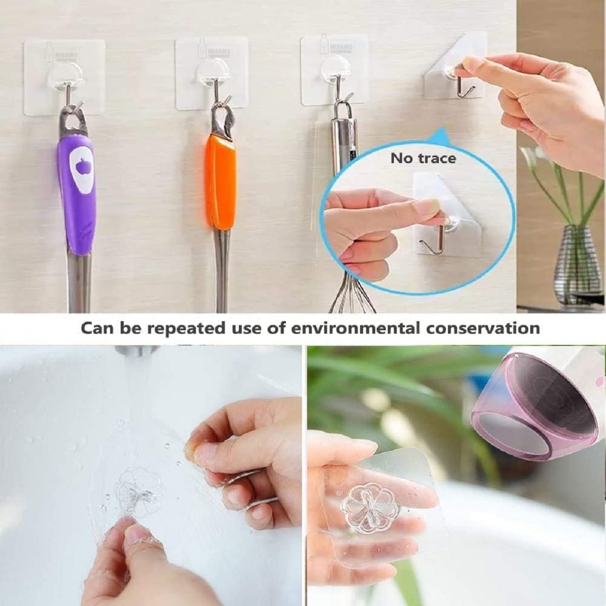 Misamo Enterprise PVC Wall Hooks Transparent